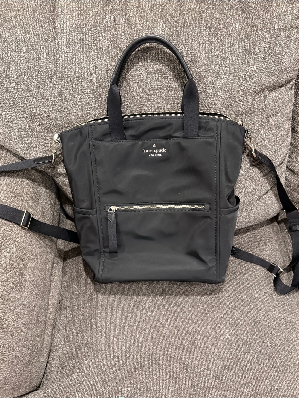 kate spade Black Nylon Convertible Backpack Tote with Top Handles